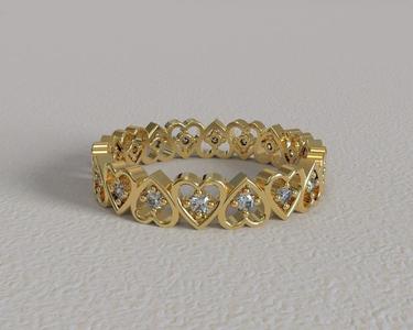 Heart-Inspired Diamond Eternity Band - 3D Model