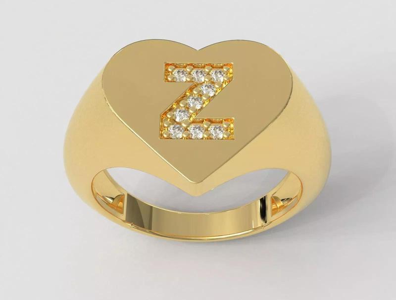 Heart Letter Ring - Z