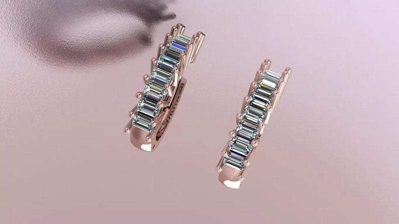 Half Eternity Earrings Jewelry model - Aurora Hoops for her