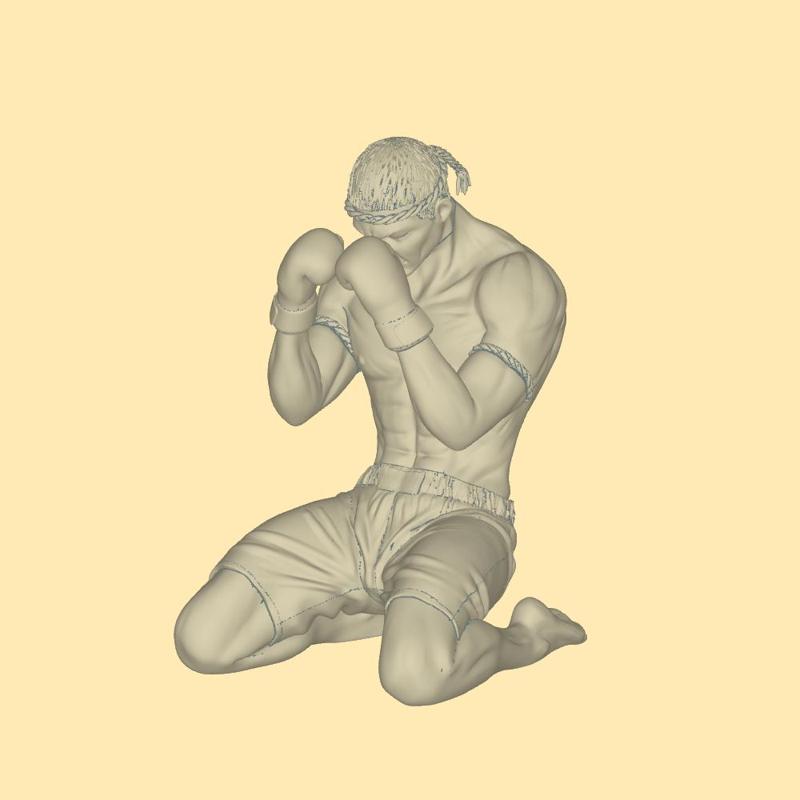 Muay Thai Fighter Kneeling Pose – 3D Printable Model