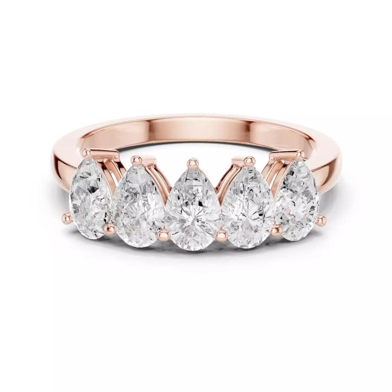 Five Stone Pear Cut Engagement Wedding Band Ring 3DM STL Video