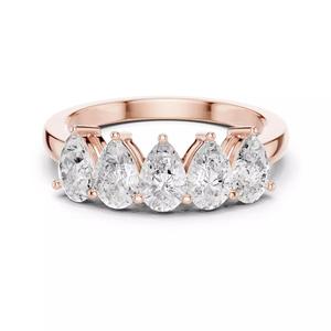 Five Stone Pear Cut Engagement Wedding Band Ring 3DM STL Video
