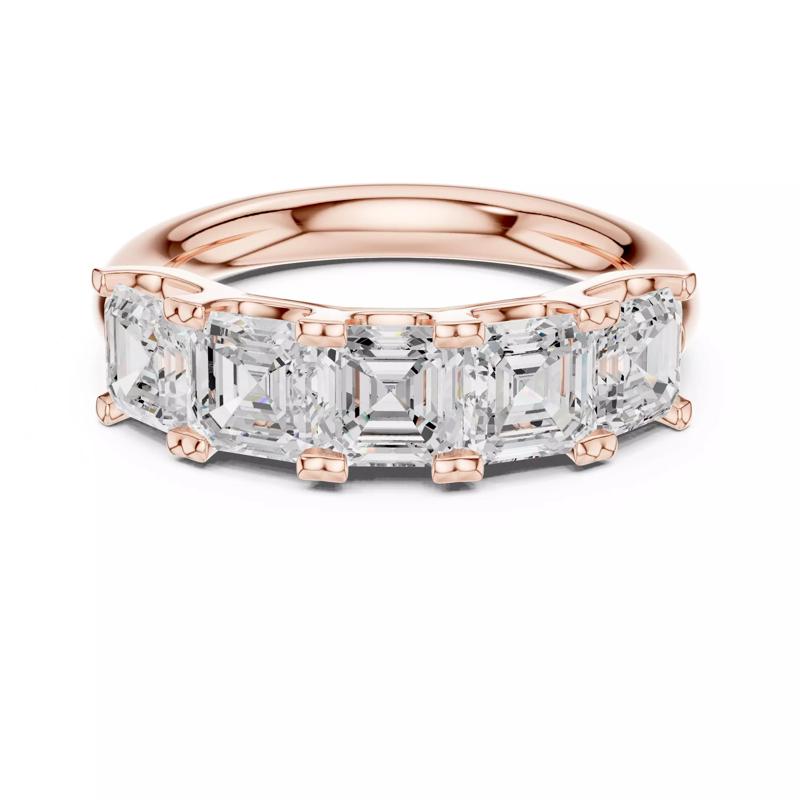 Five Stone Asscher Cut Engagement Wedding Band 3DM STL Video