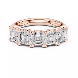 Five Stone Asscher Cut Engagement Wedding Band 3DM STL Video