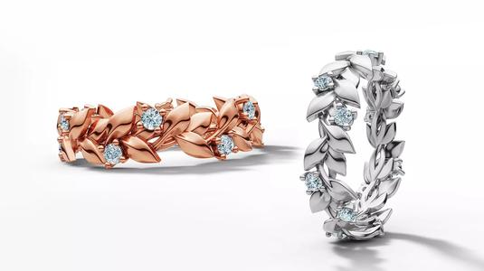 Floral Leaves Eternity Ring 8 US size Nature Leaf Ring