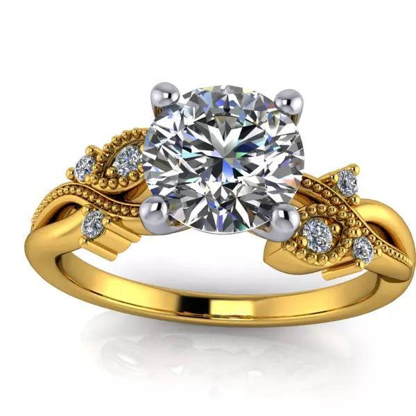 Glamorous Promise Solitaire Ring Side leaf details USA size 7