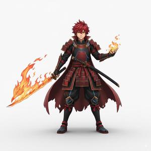 Blazing Blade Warrior - Anime-Inspired Fantasy Fighter 3D Printable Miniature Figure