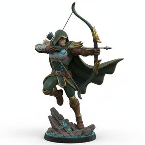 Dynamic Archer Hero Figurine - Fantasy Ranger Warrior 3D Print Model