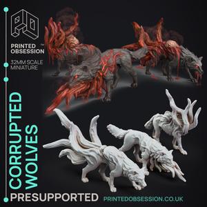 Corrupted Wolves - The Mists of Change - PRESUPPORTED - Illustrated and Stats - 32mm scale