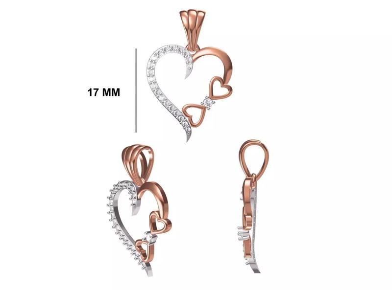 Women Unique Heart Pendant STL OBJ FBX JCD Details
