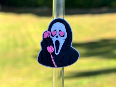 Ghost Face Heart Eyes Straw Topper Charm