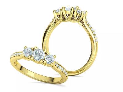 3 diamond Solitaire Trellis Engagement Ring 3Dprint model