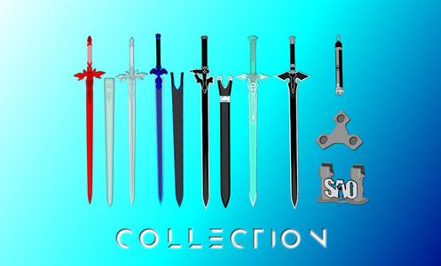 Sword Art Online Sword Bundle | SAO, AOL, GGO, Alicization | Scabbards, Display Plinth Included | By Collins Creations 3D