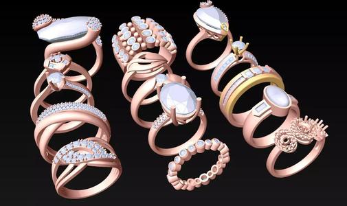 15  Womens Ring - Collection 3d Ring Jewellery Models bulk- AW21