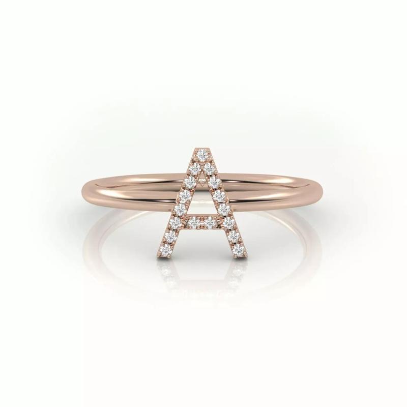 Initial A ring size 54 with professional renderings