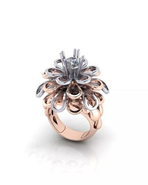 high jewelry ring flower shape round diamond 3 paces