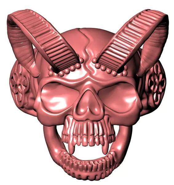 horns skull ring