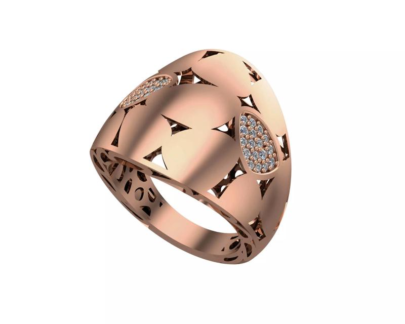 Trinagular Geometric High Jewelry Italian Cocktail Diamond Ring