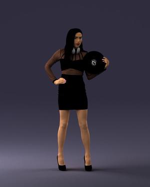 000260 Young Female DJ with Vinyl Record and Headphones 0328
