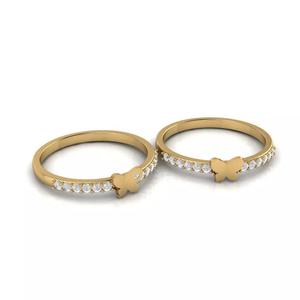 Butterfly Women Solitaire Wedding Engagement Rings 3D