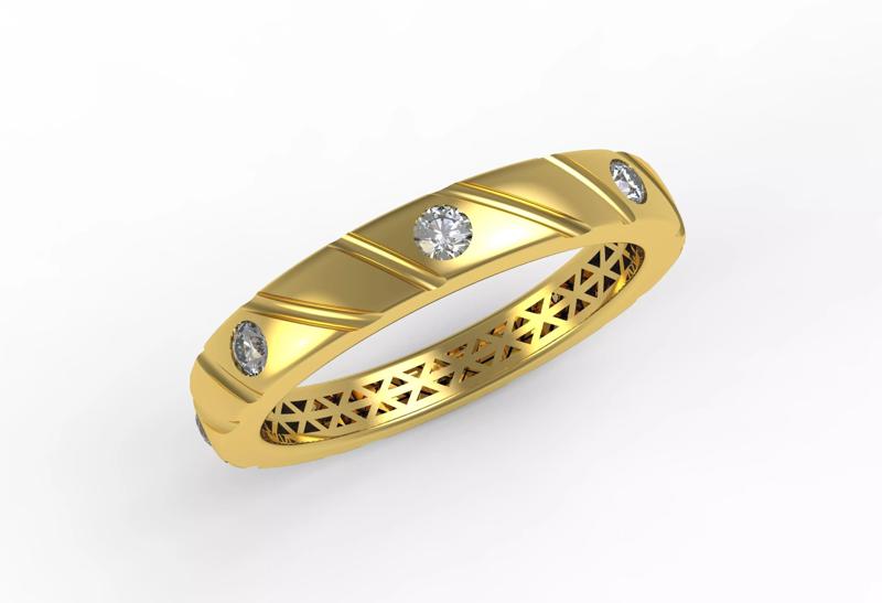 Beautiful Engraved Flush Diamond Setting Engagement Ring