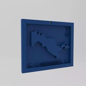 Uzbekistan-Ozbekiston Map 3d Print Model