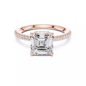 2CT Asscher Cut Hidden Halo Diamond Wedding Ring 3DM STL Video