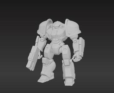 Heavy Armored Giant Robot - Sci-Fi War Mech Model with Multi-Barrel Cannon and Destructive Power Fist
