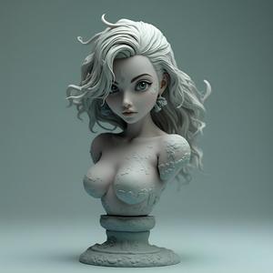 Stone Nymph Bust: 28-32mm Fantasy Miniature