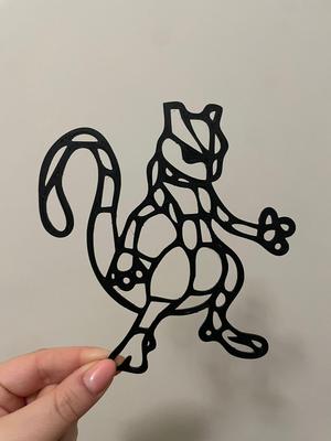 geometric mewtwo pokemon 2d wall art