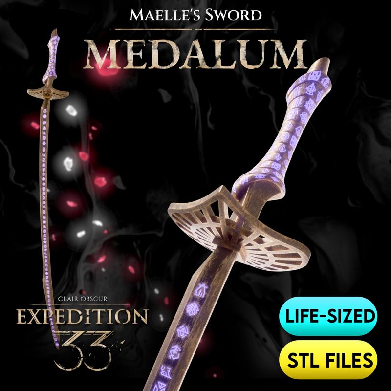 Maelle's Sword Medalum STL Files | Life Sized | High Detail