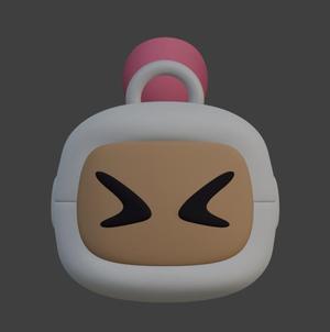 Bomberman Head Keychain - Cute Explosive Expression - Bomberman - Ready to Print