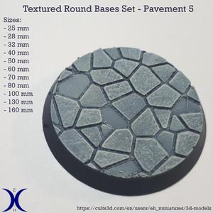 Round Bases Set – Pavement 5 Texture (25–160mm) | Perfect for Tabletop Wargames & RPG's