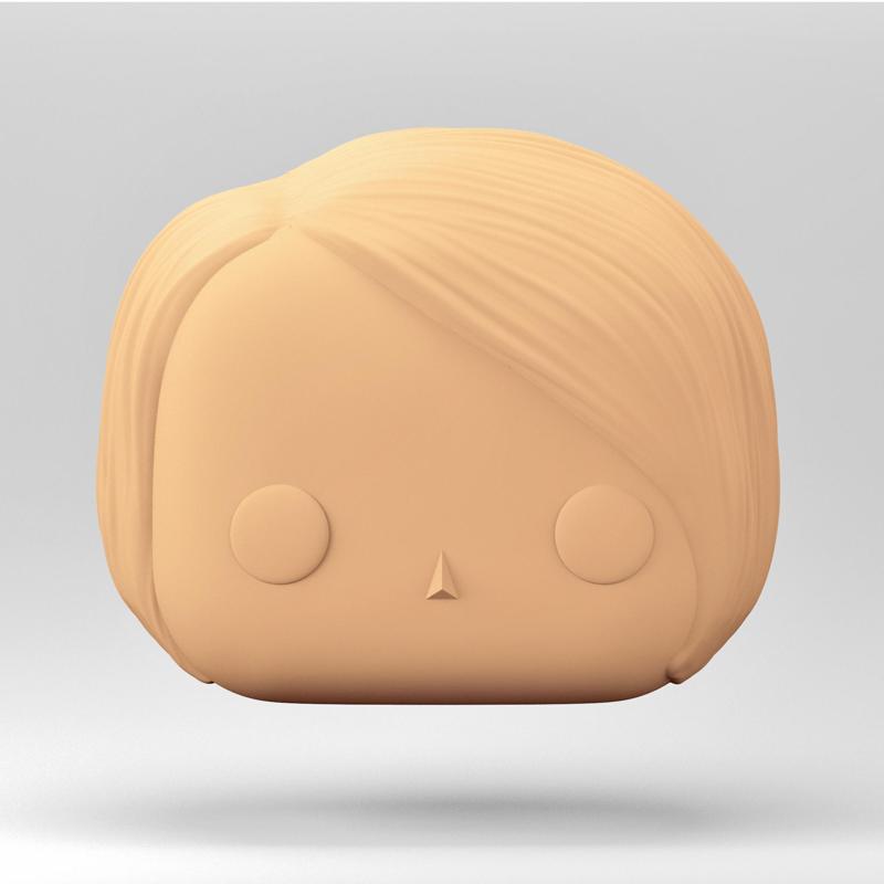 A female head in a POP style. Short hair. WH_7-8