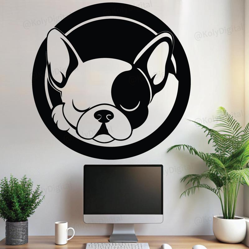 bull dog sleeping wall art
