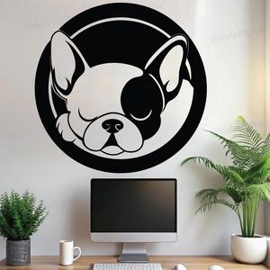 bull dog sleeping wall art