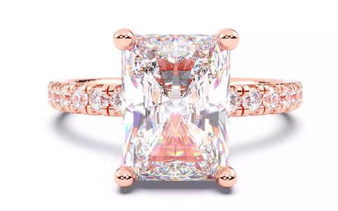 Radiant Diamond Pave Setting Solitaire Ring