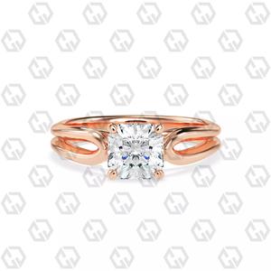 Ring 230 Radiant shape split shank solitaire ring with Gems