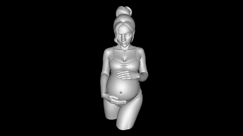 Mother-to-Be – Kneeling Pregnant Woman Figurine • Printable STL