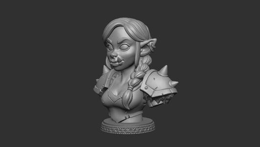 Orc Warrior Bust – Stylized Female Orc (3D Printable STL
