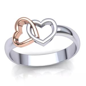 Printable jewelry engagement ring two heart STL 5-10 US sizes