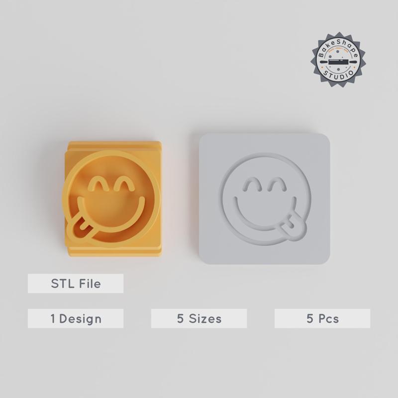 Savoring Stamp Tile Set, 5 Sizes 20-40mm, Emoji Face & Smiley Designs for Clay, Cookies, Fondant