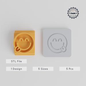 Savoring Stamp Tile Set, 5 Sizes 20-40mm, Emoji Face & Smiley Designs for Clay, Cookies, Fondant