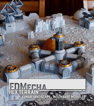 FDMecha Hex Terrain: Lunar Landscape - Moonbase Modules