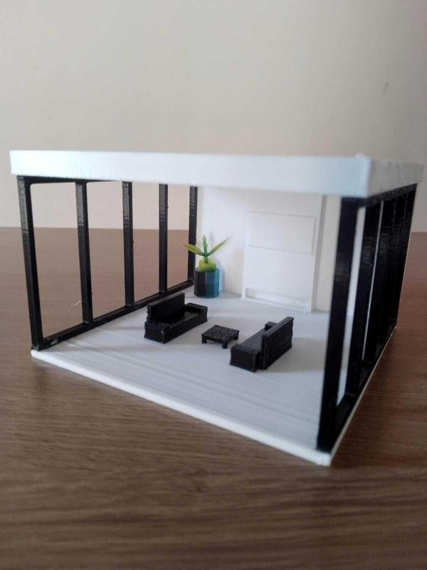 Modern Living Room Miniature with Minimalist Decoration