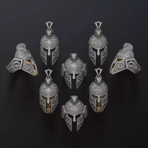 Warrior Helmet Pendant Ring v3 Collection