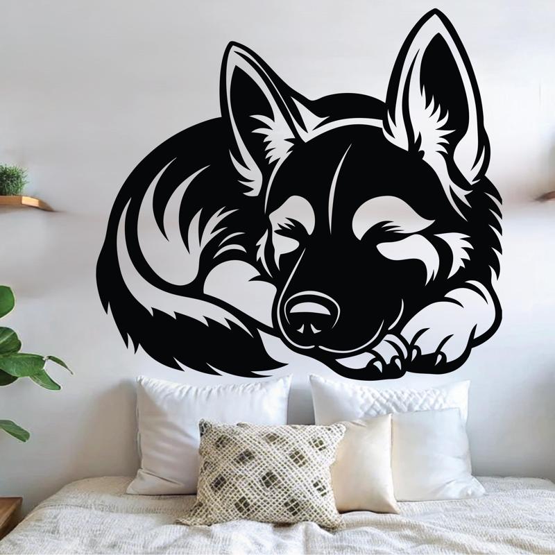 German Shepherd baby dog sleeping wall art