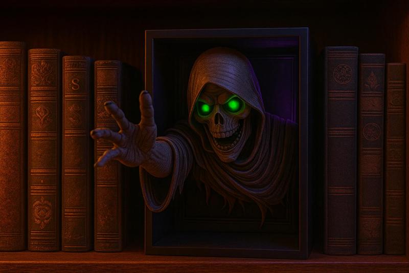 Halloween Book Nook – Grim Reaper with Glowing Eyes Horror Insert