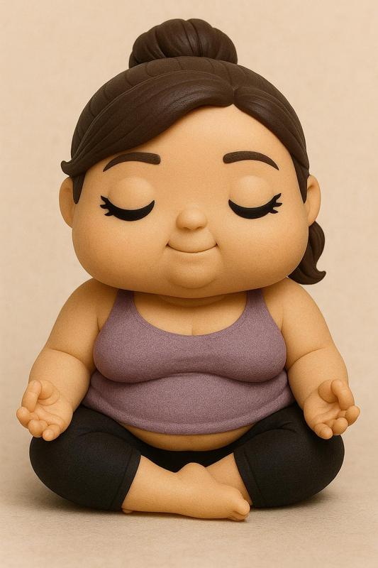 Mulher Fat Yoga Relax Sukhasana