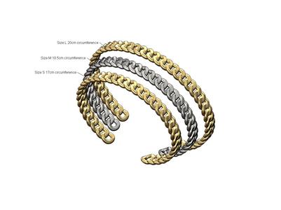 Solid 7mm wide Cuban chain link cuff bracelet 3D print model